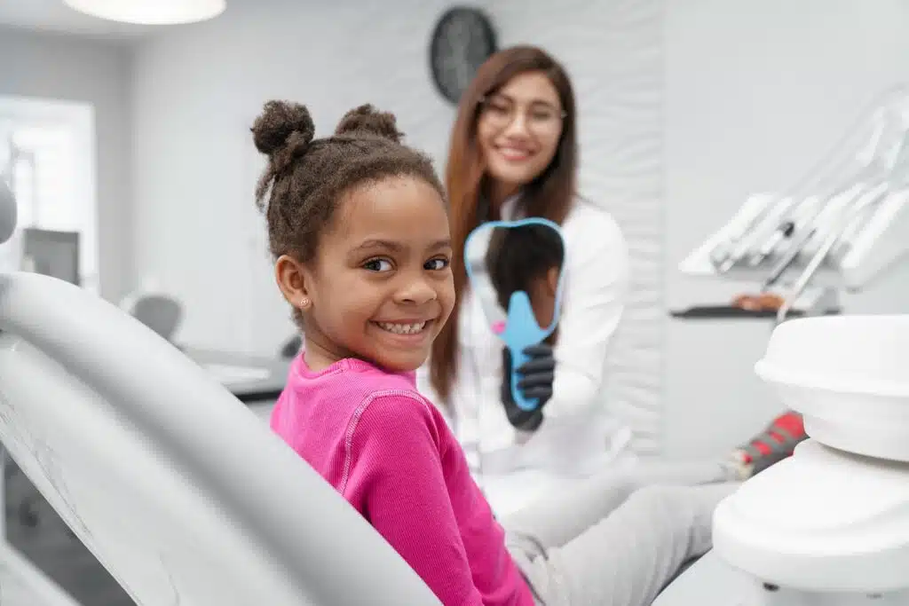 Child at an orthodontic visit for early Phase 1 orthodontic evaluation