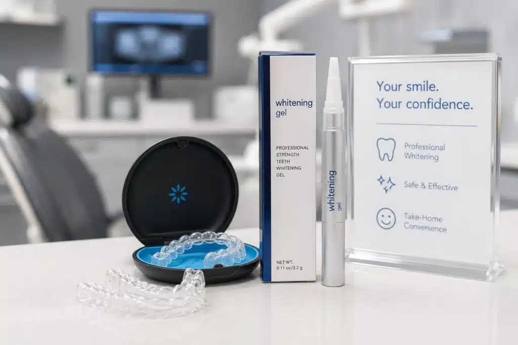 clear aligners beside whitening products