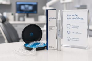 clear aligners beside whitening products